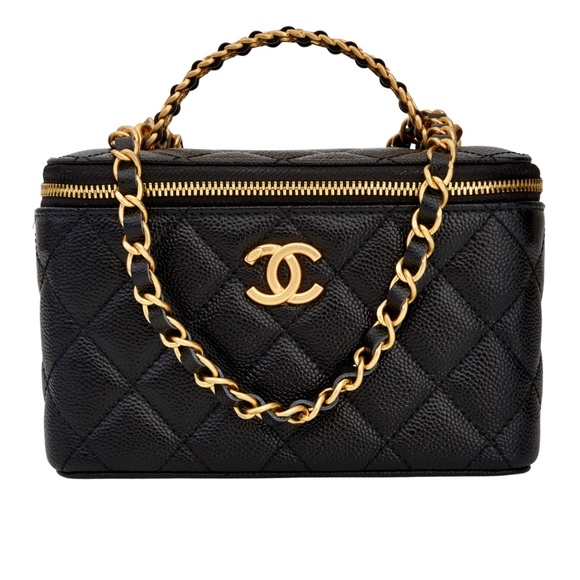 CHANEL BLACK CAVIAR QUILTED PICK ME UP VANITY CASE BAG (2022) - Picture 1 of 10